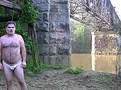 g-string teen strips outdoors in thong gallery