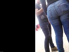 Teen with Big Candid Ass in Tight Jeans on Street