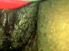 Wet ebony pussy wrecked by huge toy