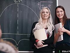 Milf teachers bust colleague jerking in class