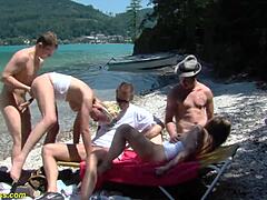 banging public beach orgy with rough family therapy