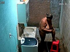 hidden camera catches stepmom shaving while stepson watches