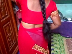 This desi housewife beauty changes her sari at home. Her charm just fills the room with allure!