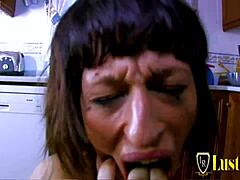 nasty brunette milf gets throat and pussy pounded in hardcore action