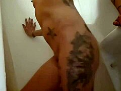 so emy angel, that petite chick with small tits, just hops in for a quick shower, rubbing her ass and pussy casually