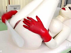 Latex sex goddess spanking herself in solo masturbation. Raw kinky play in heels.