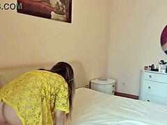 damn, this hot chick cleans the room with no panties on!