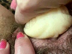 Hardcore fetish solo with hairy vagina and big clit pounding.