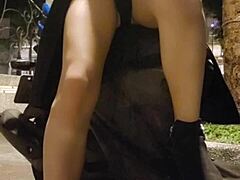 Shemale Ting Xuan Masturbates Publicly in Underwear on Street