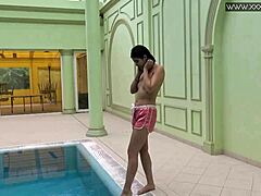 Lady Dee, Cute Shy Czech Teen, Swims Naked in Pool! Wow!