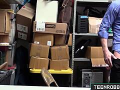 teen shoplifter daya knight caught by guard, gets fucked hard in secret office