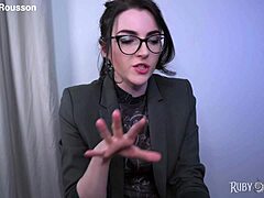 Cum swallowing in intense edging therapy topless session