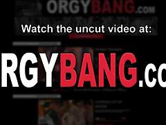 amateur slut gets fingered and blown in hardcore gangbang orgy until gargling cum