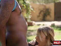 Hey, watch this big ass milf suck BBC outdoors like a pro! London River and Kris K nail it.