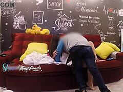 Hot wife Thay Ksada seduces delivery man for intense sofa fucking in her house