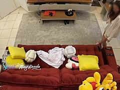 Hot wife Thay Ksada seduces delivery man for intense sofa fucking in her house