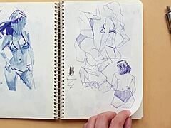 quick sketch of parker ballpoint pen in my sketchbook with doggy-style foot focus