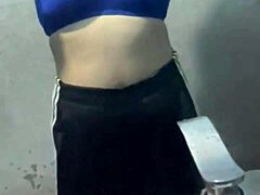 Student sneaks into hotel bathroom for wild action. What’s she doing with those oiled legs?