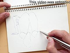 quick sketch of parker ballpoint pen in my sketchbook with doggy-style foot focus