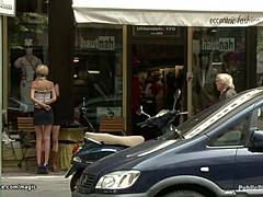 euro blond gets spanked hard in public park