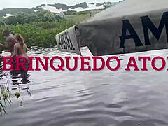 Petite African Babe Bangs Hard in Nudist Beach Dare