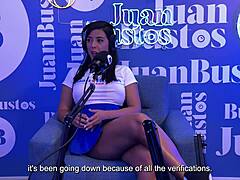 Lina Henao bangs hard, living out her military fantasy on Juan Bustos podcast