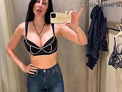 Masturbating Solo in Store's Changing Room with New Underwear On