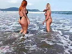 Showing off my pussy and ass on the beach with Dai Belan