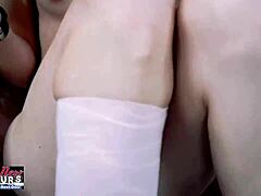 Busty Pink-Haired Trinity and Skinny Blonde Jackie Deepthroat a Hard Cock