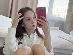 Ellie Leen Fingering Shaved Pussy Front Mirror With Squirting Wet Fetish