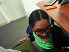 Sneaky Blowjob Under Classroom Table Caught on PervTeen 18+ Cam