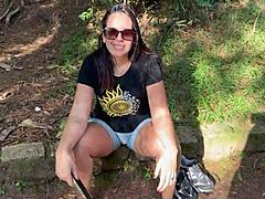 Brazilian Amateur Strips Naked in Woods with Big Booty