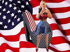 Granny from America licks and rides for patriotic cum. Creampie finish with mature milf in missionary!