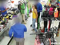 Shoplifter Ashley Lane Chokes On Cock In Office Pussy Fuck