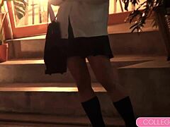 Aika Saeki’s horny schoolgirl pussy slammed hard by a desperate casting agent.