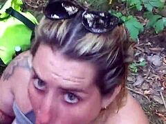 what’s hotter than a blonde and black beauty in public woods?