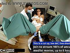 freshman donna leigh moans with hitachi vibrator orgasm from nurse in hospital! she gets close-up shaved pussy play with toys!!
