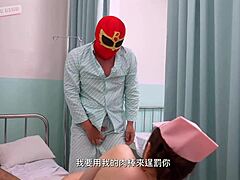 so this nurse is giving a blowjob to her patient in the hospital room