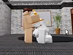 Slutty Roblox bunny girl sneaks into boys locker room for rough fucking!
