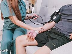 Filipina nurse gets fucked by patient in hospital roleplay and receives creampie in her pussy