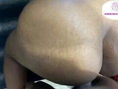 Finally sliding my big cock deep into my sexy ebony neighbor's ass outdoors with creampie