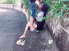 Oh my god, watch this cute student slut fuck her girlfriend roughly doggystyle in the public park!