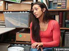 hard doggystyle pounding with cute shy teen 18+ shoplifter lilly hall! is this naughty submissive girl cheating in the office?