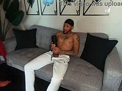 The hot ebony milf discovered Macana Man using a toy and took charge. She rode him doggystyle to a cumshot finish.
