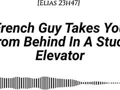 A French guy takes you from behind in a stuck elevator, whispering dirty talk with real accent.