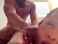 Sexy Busty Ebony Marrijanee with Big Natural Tits Gets Fucked Doggy Style by Friend