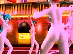 hatsune miku & megurine luka world end dancehall with big tits and cum