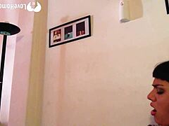 The naughty babysitter teases solo with her body