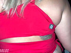 She got used in a gloryhole with two cocks filling her mouth and one thrusting deep in her ass while her husband came hard just from watching the intense scene
