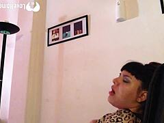 The naughty babysitter teases solo with her body